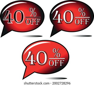 40% off. Red floating balloon for special offers on discounts and promotions.