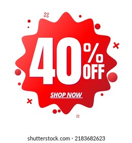 40% off, red online super discount sticker in Vector illustration, with various abstract sale details