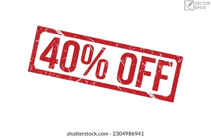 40% Off Red Rubber grunge Stamp vector design.