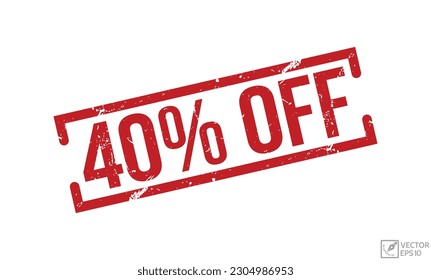 40% Off Red Rubber grunge Stamp vector design.