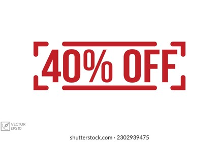 40% Off Red Rubber Stamp vector design.