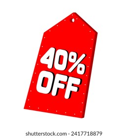 40% off red triangular top skewed price tag for business and sales