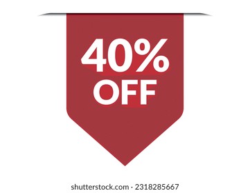 40% off red vector banner illustration isolated on white background
