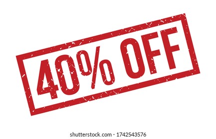 40% De Sello De Goma. Ilustración del vector de sellos de sellos de goma de 40% de color rojo fuera de goma - Vector