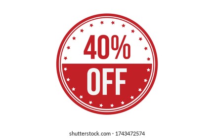 40% Off Rubber Stamp. Red 40% Off Rubber Grunge Stamp Seal Vector Illustration - Vector