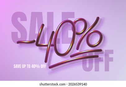 Up To 40 off sale banner, promotion flyer, marketing label. Vector illustration