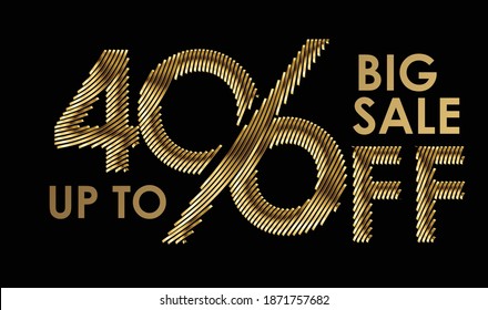 40% OFF Sale Discount Banner. Gold Discount offer price tag.  Vector Modern Sticker Illustration.