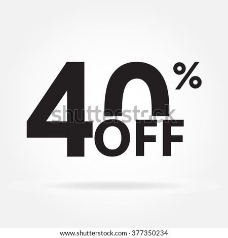 40% off. Sale and discount price sign or icon. Sales design template. Shopping and low price symbol. Vector illustration.