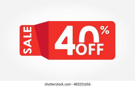 40% off. Sale and discount tag with 40 percent price off icon. Vector illustration.