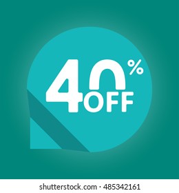 40% off. Sale and discount tag with 40 percent price off icon. Vector illustration.