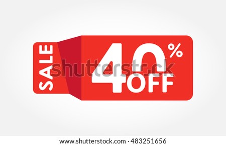 40% off. Sale and discount tag with 40 percent price off icon. Vector illustration.