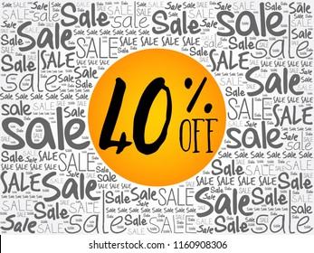 40% OFF Sale word cloud collage, business concept background