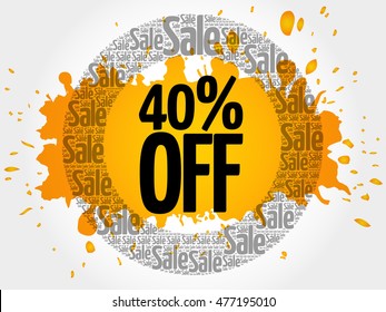 40% OFF Sale words cloud, business concept background