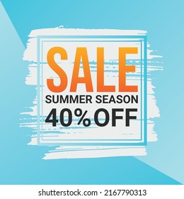 40% off shop now sale summer season deals. sale sign over full color. gradient background