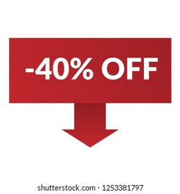 -40% OFF sign,label. -40% OFF speech bubble. -40% OFF tag sign,banner