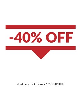 -40% OFF sign,label. -40% OFF speech bubble. -40% OFF tag sign,banner