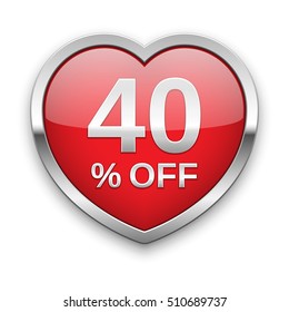 40% off silver badge, vector