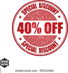 40 Off Special Discount Grunge Stampvector Stock Vector (Royalty Free ...