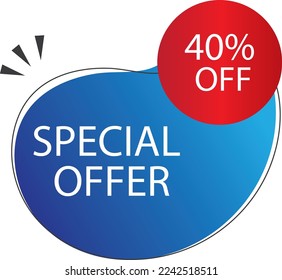 40% off. special offer banner template, special offer discount template design. in blue and red color