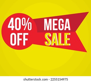 40% OFF. Special Offer Marketing Announcement. Discount promotion.40% Discount Special Offer Conceptual Yellow and red Banner Design Template.