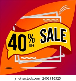40% Off Special Offer With Orange Background And Balloon Offer With Black Letters Numbers
