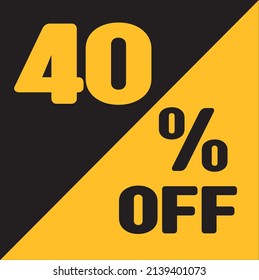 Up To 40% Off Special Offer sale sticker black and gold, vector illustration