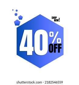 40% off, super discount design online, shop now, vector illustration, icon sale