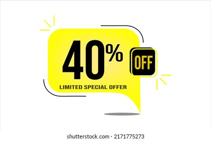 40% off a yellow balloon with black numbers. Flag with percentage numbers