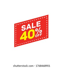 40% offer discount tag sticker circle round vector eps