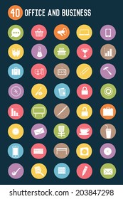40 Office and business flat icons,vector