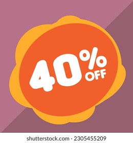 40% per center, percentage number in a colored circle, promotion, big sale, colorful background