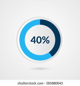 40 percent blue grey and white pie chart. Percentage vector infographics. Circle diagram business illustration 