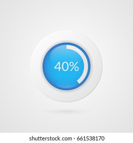 40 percent blue pie chart. Percentage vector infographics. Circle diagram isolated symbol. Business illustration icon for marketing presentation, project, data report, information, plan, web design