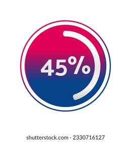 40 percent circle chart, isolated symbol. Vector red blue gradient element. Percentage Infographic sign. Illustration, icon for business, finance, progress, report, web design, download
