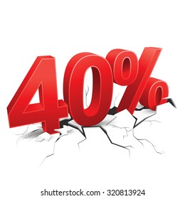 40 percent discount breaks ground on white background