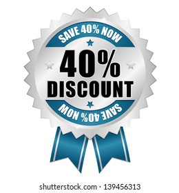 40 percent discount button blue