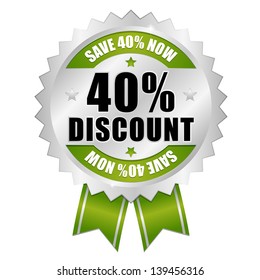 40 percent discount button green