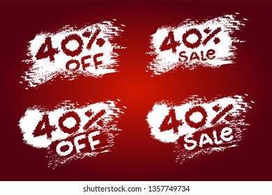 40 percent discount chalk style typographic promotion banner element with nice red gradient background