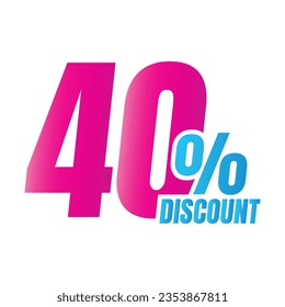 40 percent discount deal icon, 40% special offer discount vector, 40 percent sale price reduction offer, Friday shopping sale discount percentage design svg