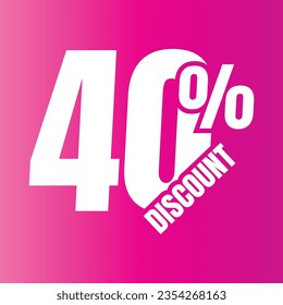 40 percent discount deal icon, 40% special offer discount vector, 40 percent sale price reduction offer, Friday shopping sale discount percentage design svg