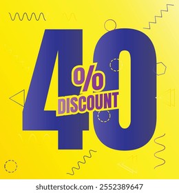 ícone de negócio de desconto de 40%, vetor de desconto de oferta especial de 40%, oferta de redução de preço de venda de 40%, projeto de porcentagem de desconto de venda de compras de sexta-feira