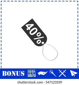 40 percent discount icon flat. Simple vector symbol and bonus icon