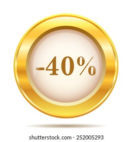 40 percent discount icon. Internet button on white background. EPS10 vector. 