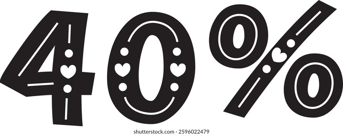 40 Percent Discount Offer Number Typography Style A0578