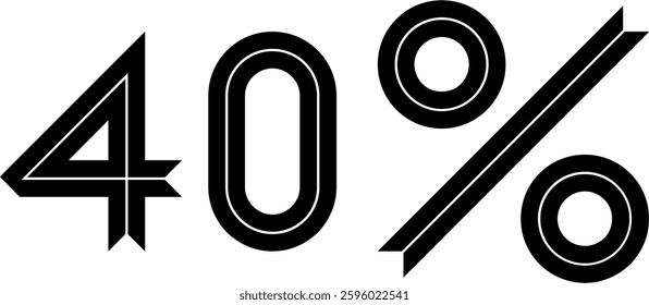 40 Percent Discount Offer Number Typography Style A0540