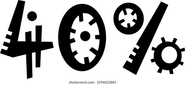 40 Percent Discount Offer Number Typography Style A0464