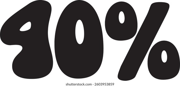 40 Percent Discount Offer Number Typography Style A0084