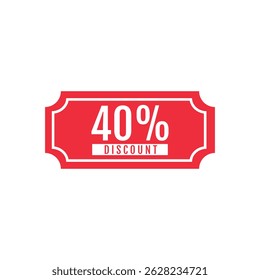 40 por cento oferta de desconto em Red Tag