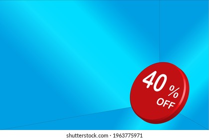 40 percent discount red button with blue walls for offers and promotions