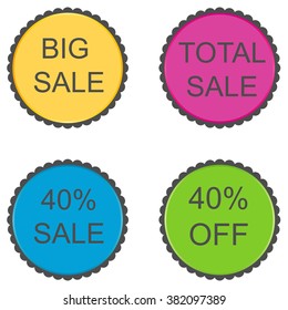 40 percent. Discount set of vector stickers.
